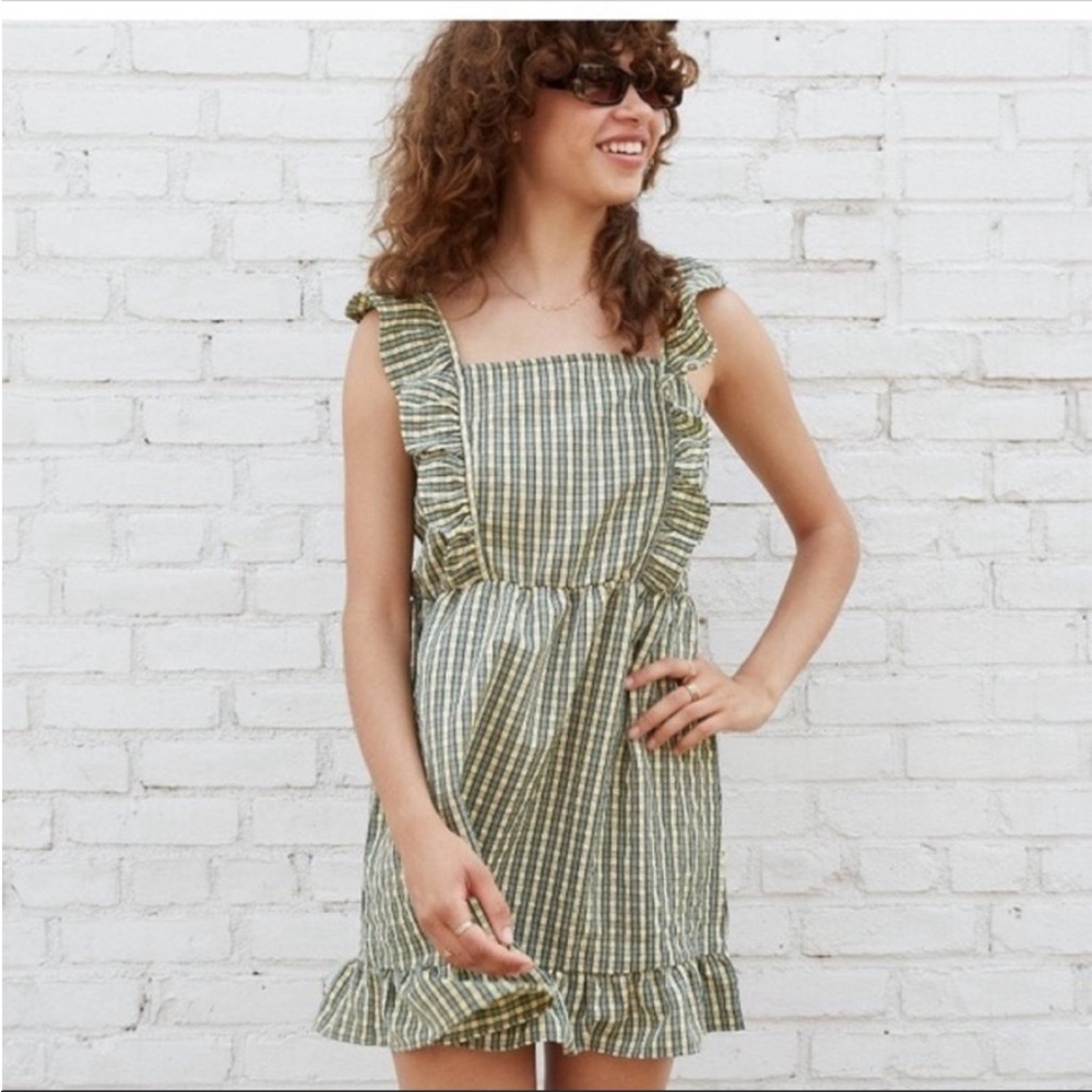 wild fable Green Plaid Ruffle Strap Sundress